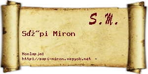 Sápi Miron névjegykártya